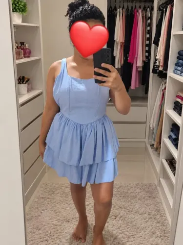 Vestido azul de linho