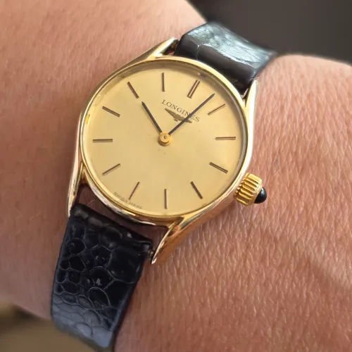 Relógio feminino suíço Longines Vintage Original 1976 Tiffany c/ 23mm em plaquê ouro 18k