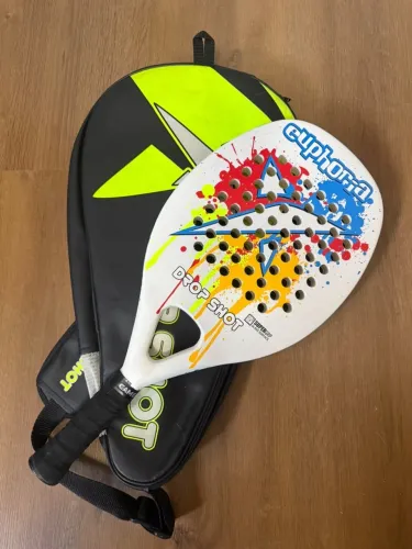 Raquete Drop Shot Euphoris branca com detalhes coloridos