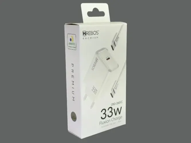Carregador Turbo Hrebos 33W Fluxion Charge USB-C - Homologado Anatel