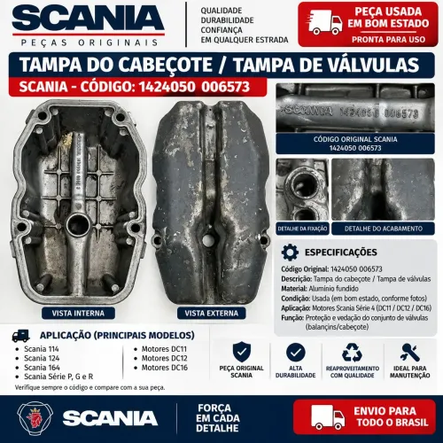 ?Tampa Cabeçote Scania Original 1424050 Usada?.