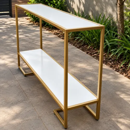 Aparador dourado para eventos 120x30x100cm