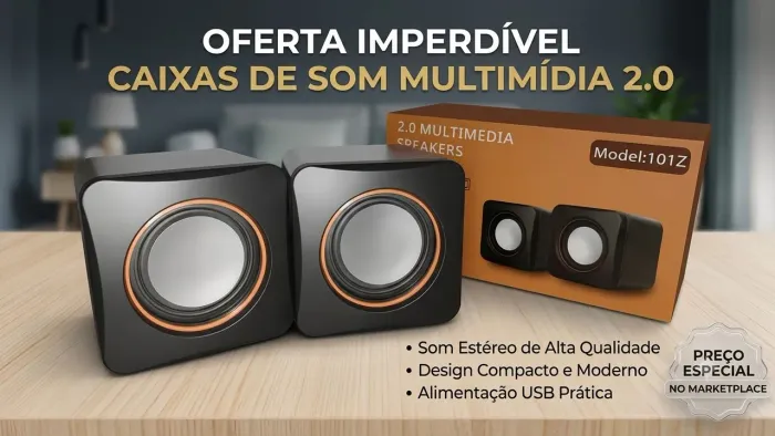 Caixas de Som Multimídia 2.0 para PC/Notebook Model 101Z