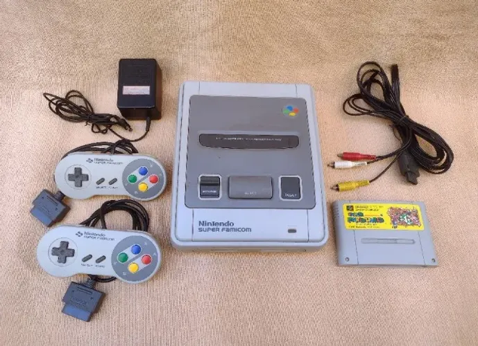 Console Super Famicom Com 2 Controles + 1 Cartucho Mario