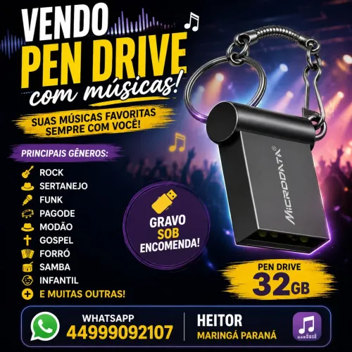 Pen drive com músicas gravadas