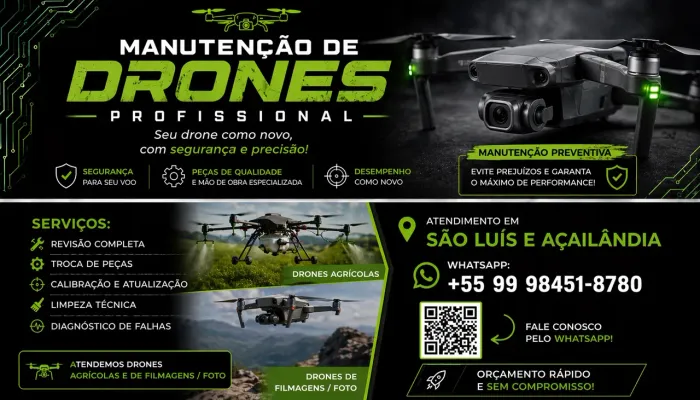 Manutenção de drones agrícolas e de filmagens