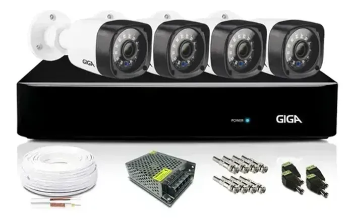 kit 04 camera giga open ahd 720p domme + acessorios e instalação inclusa.