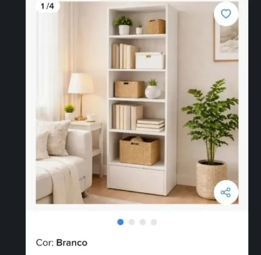 Vende-se linda e nova estante de madeira branca único dono.