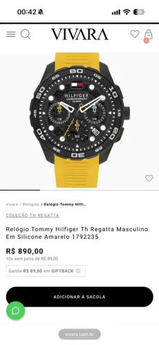 Relógio Tommy Hilfiger Masculino Em Silicone Amarelo