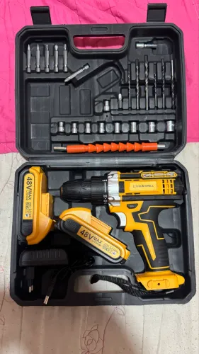 Furadeira Parafusadeira Bateria Lítio 48V Maleta Completa Com Acessórios