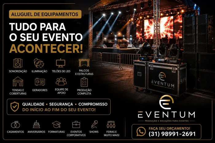 Aluguel de Som, Iluminação, Tendas, Palcos e Estruturas para Eventos | EVENTUM