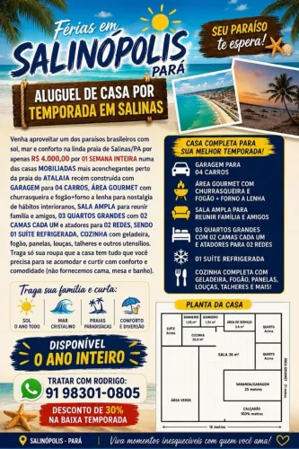 ALUGUEL DE CASA POR TEMPORADA EM SALINAS