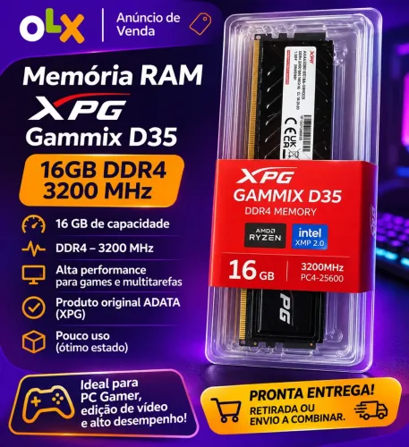MEMÓRIA RAM XPG GAMMIX D35 16GB DDR4 3200MHz - ADATA 