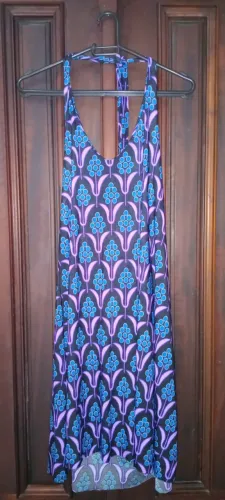Vestido Novo de amarrar altura do joelho tam GG Estampado azul