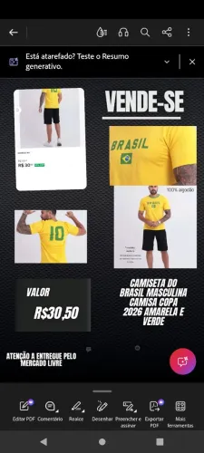 Camiseta do Brasil masculina Camisa copa<br>2026 amarela e verde