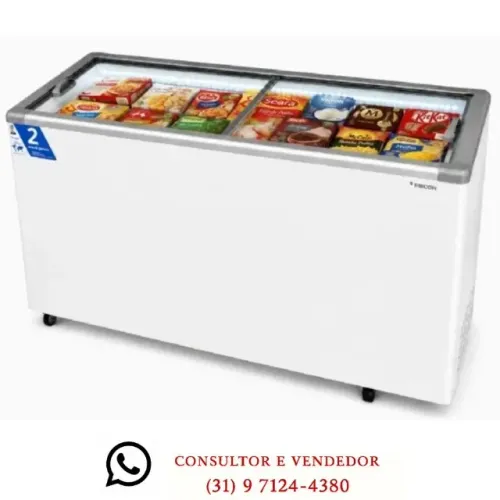 Freezer Horizontal Tampa de Vidro 503L Fricon