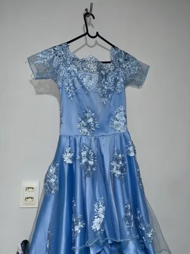 Vestido de festa azul + Mini coroa