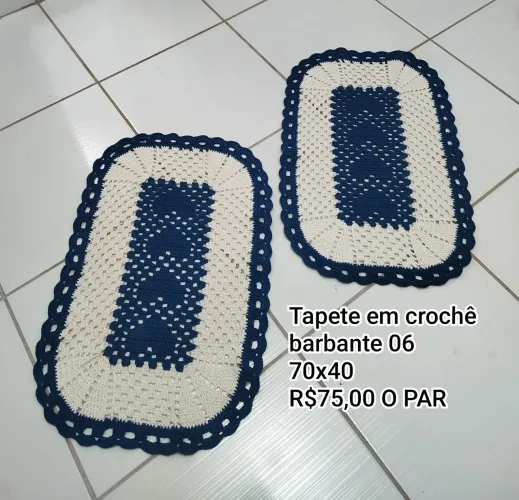Kit 2 Tapetes em crochê barbante 06