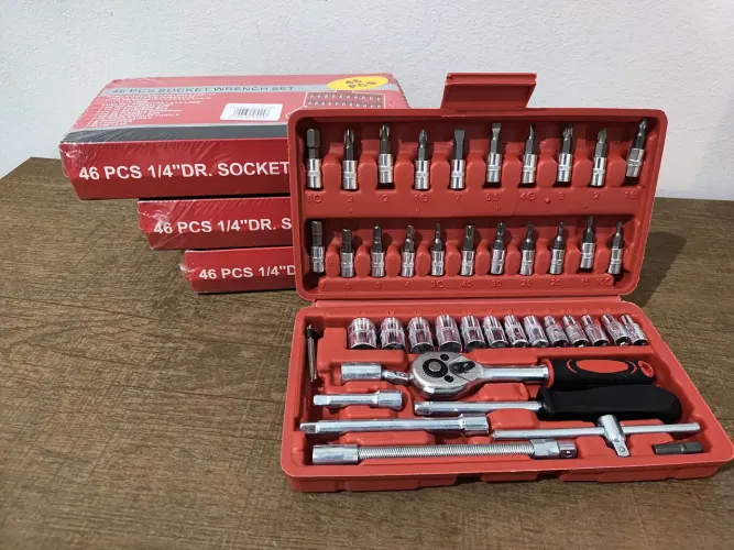 ? Kit Ferramentas 46 Peças com Catraca + Maleta | Pronta Entrega