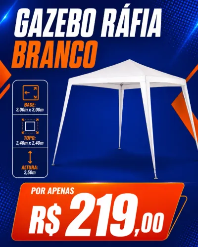 Gazebo Tenda Ráfia Branco 3 x 3 m
