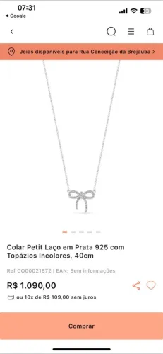 Colar vivara prata