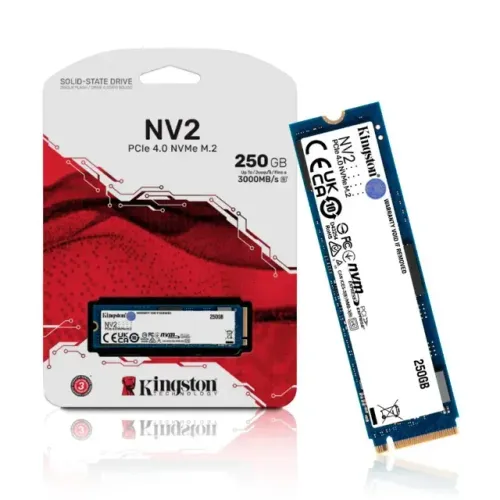 Kingston SSD Kingston Nv2 250Gb, M.2 2280 Pcie, Nvme, Leitura: 3000 Mb/s e Gravação: 1300