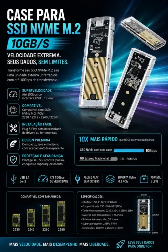 Case para SSD nvme Novo Entregamos