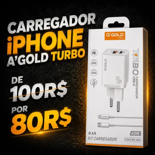 Carregador iPhone A'gold Turbo Entregamos 