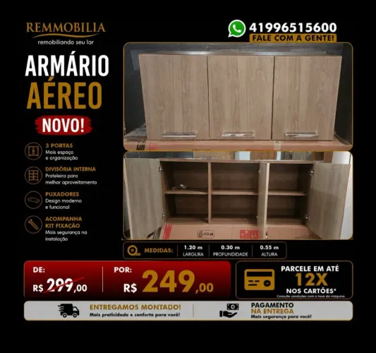 ARMÁRIO AÉREO - NOVO / ENTREGAMOS MONTADO