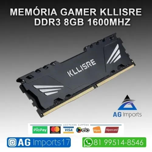 Memória DDR3 16gb 1600MHz Kllisre (2x8gb) - Memória Nova com Garantia - Entregamos