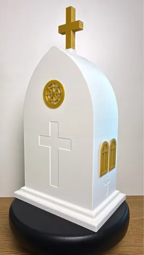 Capela Decorativa Branca com Detalhes Dourados - Oratório
