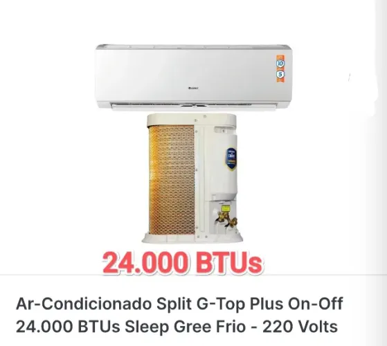 Ar split Gree 24000 BTUs + Novo + Nota + 1 Ano Garantia + Cartão 12x!!