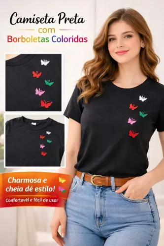 Baby Look Preta Estilosa com Detalhes