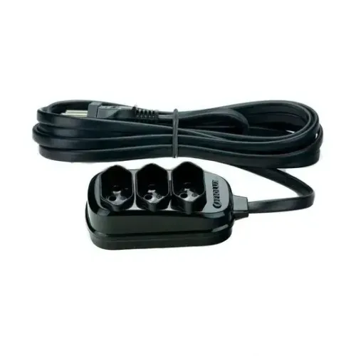 Extensao Fiolux com 3 Tomadas 2P+T 20A 5 Metros Tripolar Bivolt Preta Frete Grátis