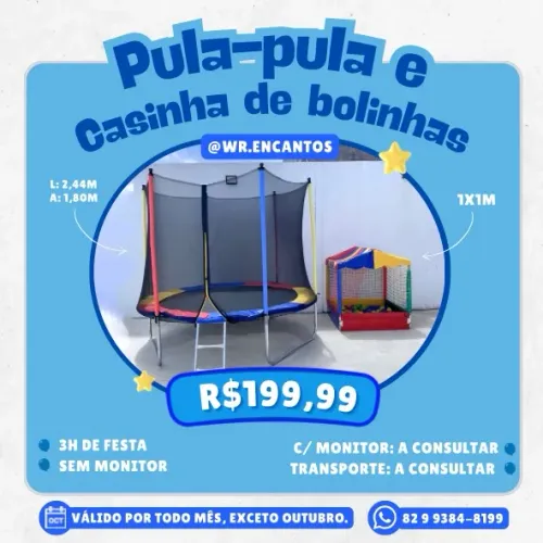 pula-pula e casinha de bolinhas