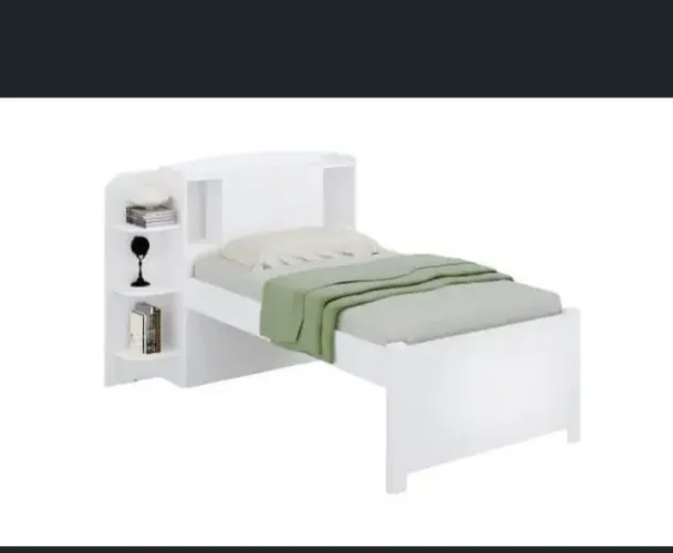 Cama de solteiro com cabeceira baú (colchão não incluso)
