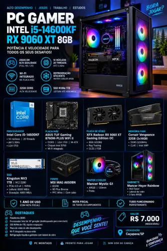 PC Gamer Intel i5-14600KF + RX 9060 XT 8GB
