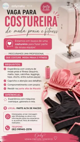 Vagas para costureira