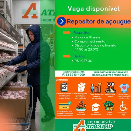 Vaga para repositor de açougue