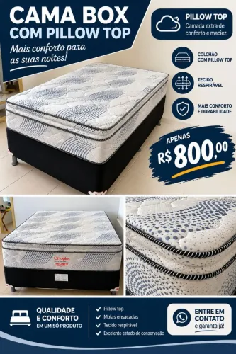 Cama box casal com pillow top 
