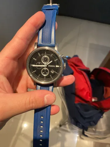 Relógio Fossil Masculino Cronógrafo Pulseira Silicone Azul Original