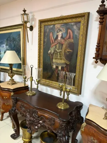Antigo Cusquenho de São Miguel Arcanjo Pintura óleo