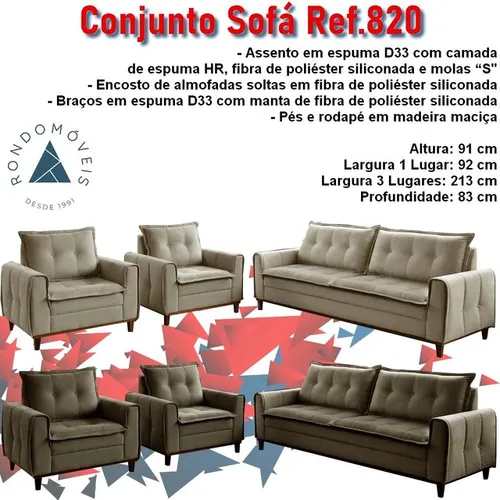 Sala escritório conjunto sofá 2 poltronas e um sofá 3 lugares