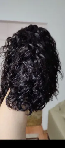 Peruca de cabelo humano virgem - Curta - Ondulada