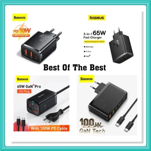 Baseus Carregadores De Parede 30W, 65W, + 65W,100W, +100W