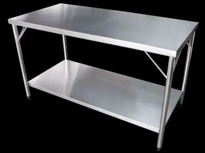 Mesa inox bancada profissional 1,50x70 com prateleira ou gradeada