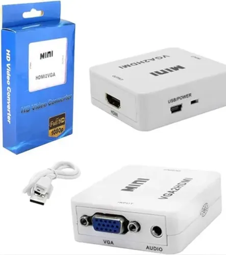  Conversor Adaptador HDMI para VGA + Áudio