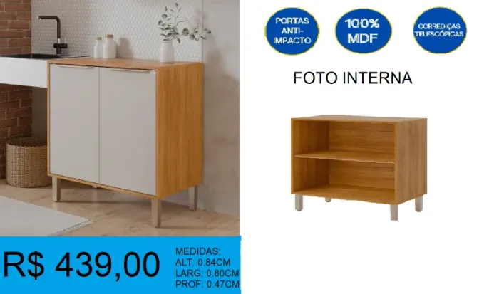Balcão de 0.80- compre hoje e receba em até 72 horas 