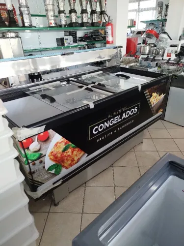 R1 Ilha congelados 190cm vidros retos deslizantes Gelopar