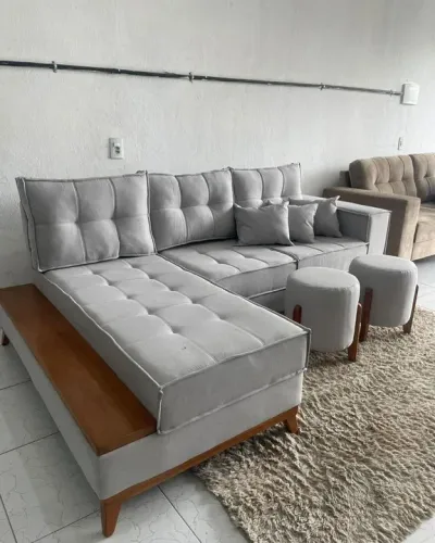 Sofá Retrátil de Canto Cinza